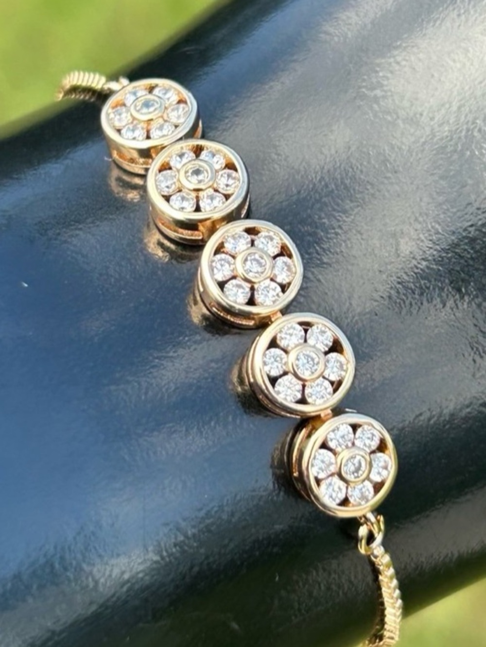 New gold  bracelet w/ adjustable sliding ball clasp